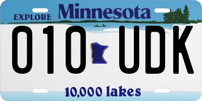 MN license plate 010UDK