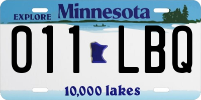 MN license plate 011LBQ