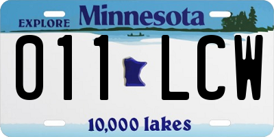 MN license plate 011LCW