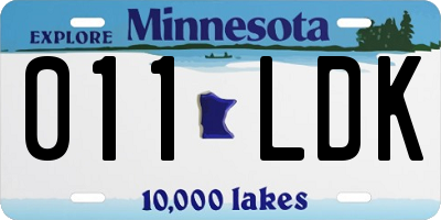 MN license plate 011LDK
