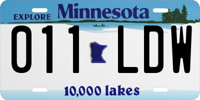 MN license plate 011LDW