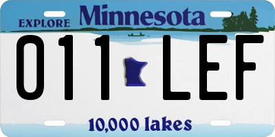 MN license plate 011LEF