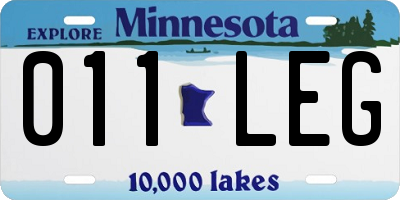 MN license plate 011LEG