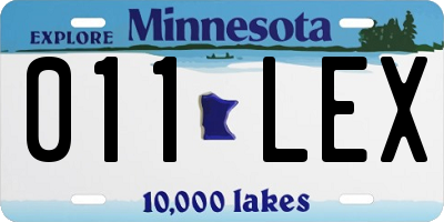 MN license plate 011LEX