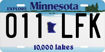 MN license plate 011LFK