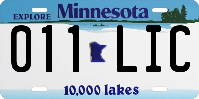 MN license plate 011LIC