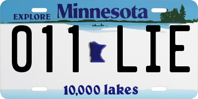 MN license plate 011LIE