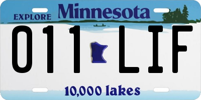 MN license plate 011LIF