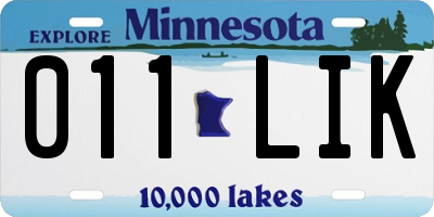 MN license plate 011LIK