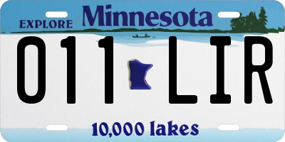MN license plate 011LIR