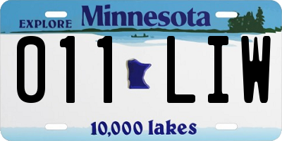 MN license plate 011LIW