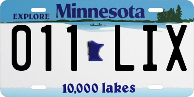 MN license plate 011LIX