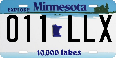 MN license plate 011LLX