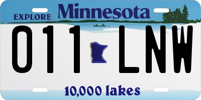 MN license plate 011LNW