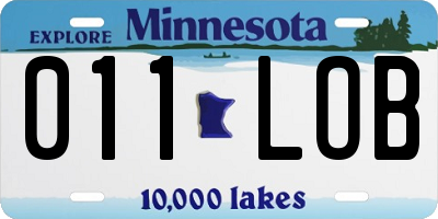 MN license plate 011LOB