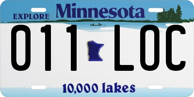 MN license plate 011LOC