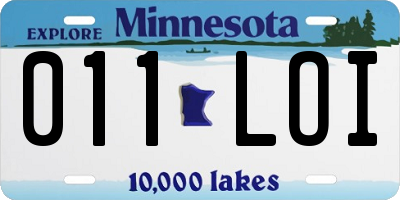 MN license plate 011LOI
