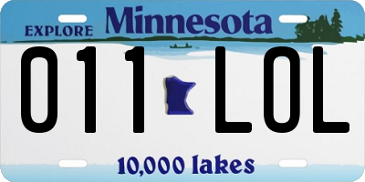 MN license plate 011LOL