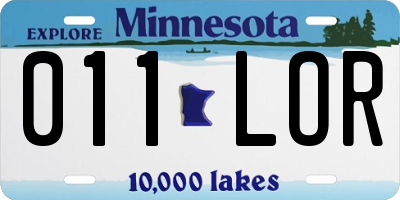 MN license plate 011LOR