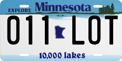 MN license plate 011LOT
