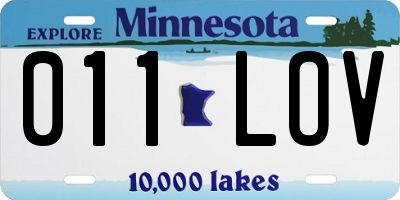 MN license plate 011LOV