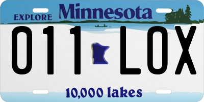 MN license plate 011LOX