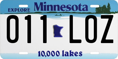 MN license plate 011LOZ