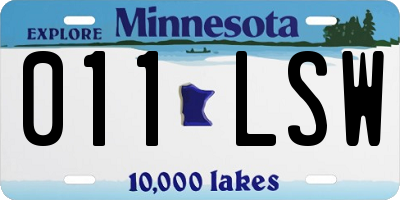 MN license plate 011LSW