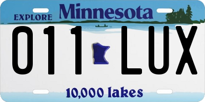 MN license plate 011LUX