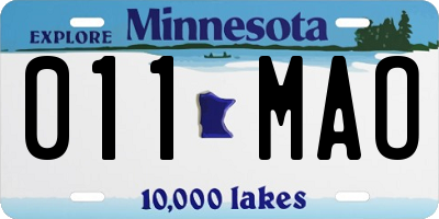 MN license plate 011MAO