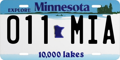 MN license plate 011MIA