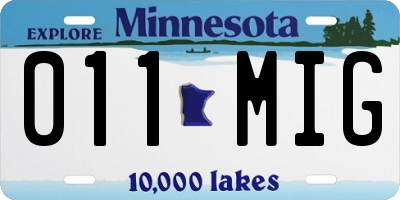 MN license plate 011MIG
