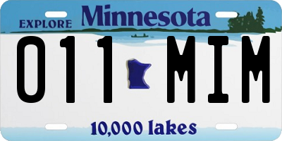 MN license plate 011MIM