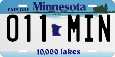 MN license plate 011MIN
