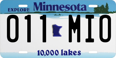 MN license plate 011MIO