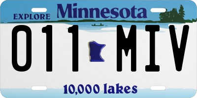 MN license plate 011MIV