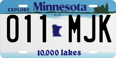 MN license plate 011MJK