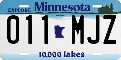 MN license plate 011MJZ