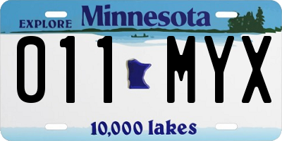 MN license plate 011MYX