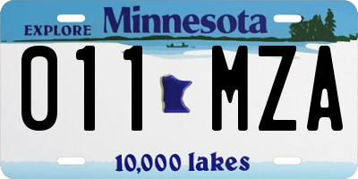 MN license plate 011MZA