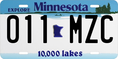 MN license plate 011MZC