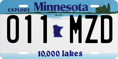 MN license plate 011MZD