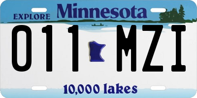MN license plate 011MZI