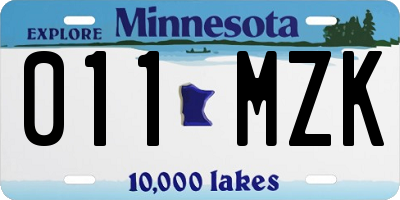MN license plate 011MZK