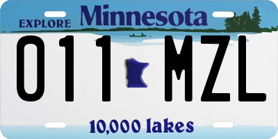 MN license plate 011MZL