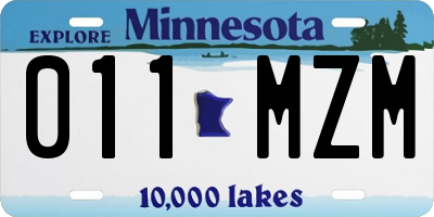 MN license plate 011MZM
