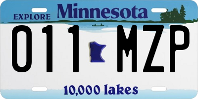 MN license plate 011MZP