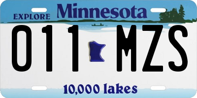 MN license plate 011MZS