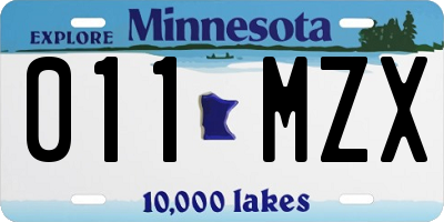 MN license plate 011MZX