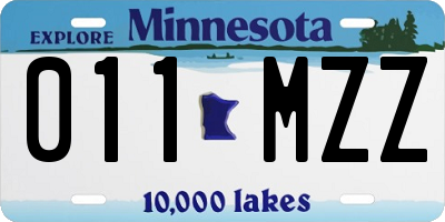 MN license plate 011MZZ